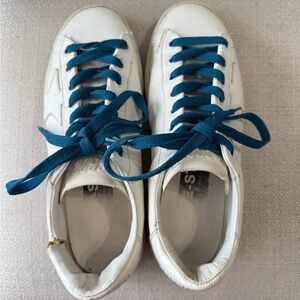 Golden Goose White Sneakers with Blue Laces